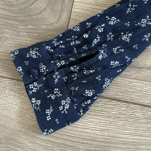 Maeve Anthropologie Floral Navy Blue Women's Long Sleeved Top Size Large P - Picture 4 of 11
